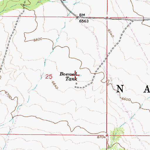Topographic Map of Boswell Tank, AZ
