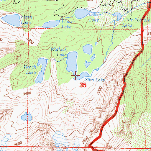 Topographic Map of Slim Lake, CA