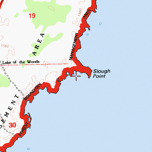Topographic Map of Slough Point, CA