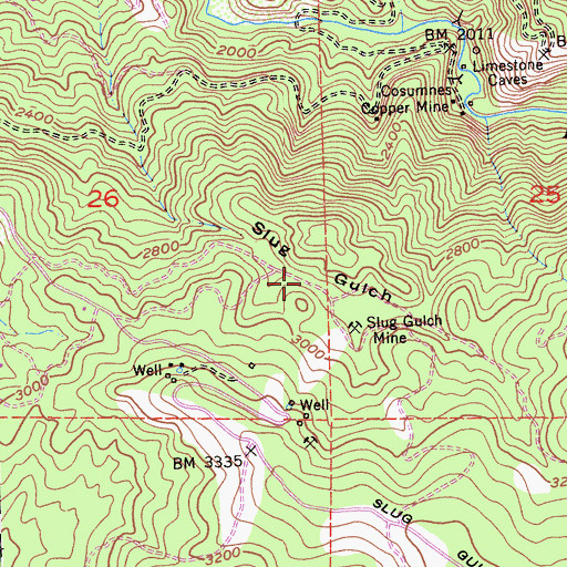 Topographic Map of Slug Gulch, CA
