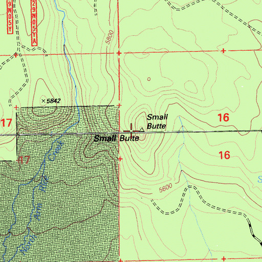 Topographic Map of Small Butte, CA