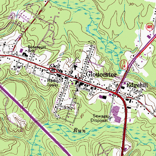 Topographic Map of Gloucester Downtown Historic District, VA