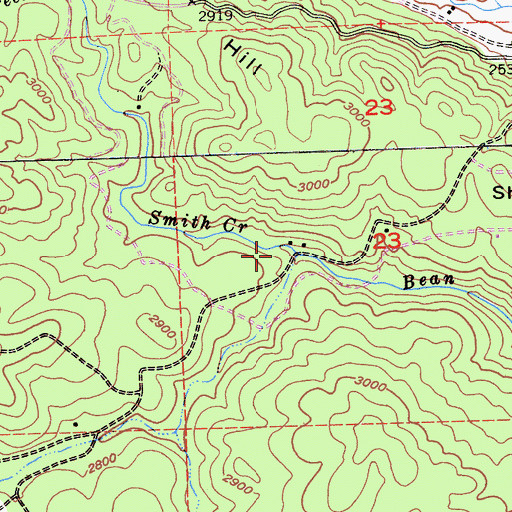 Topographic Map of Smith Creek, CA