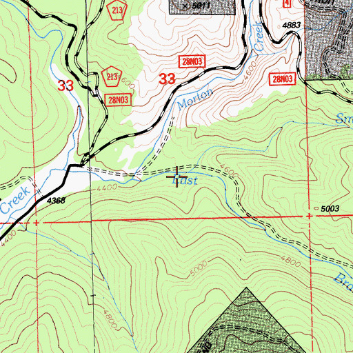Topographic Map of Smith Creek, CA