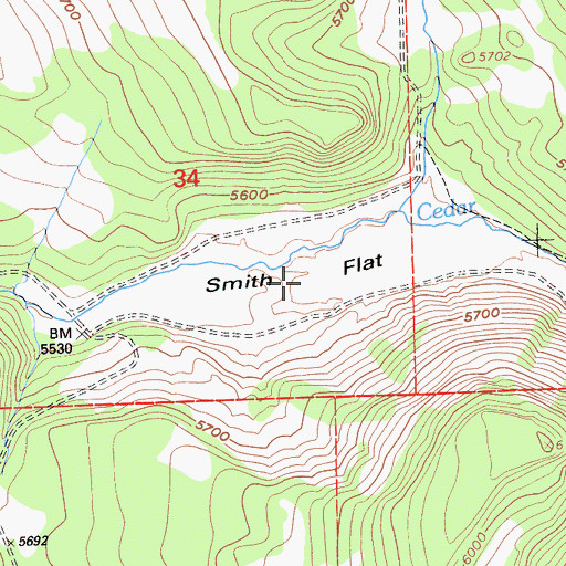 Topographic Map of Smith Flat, CA