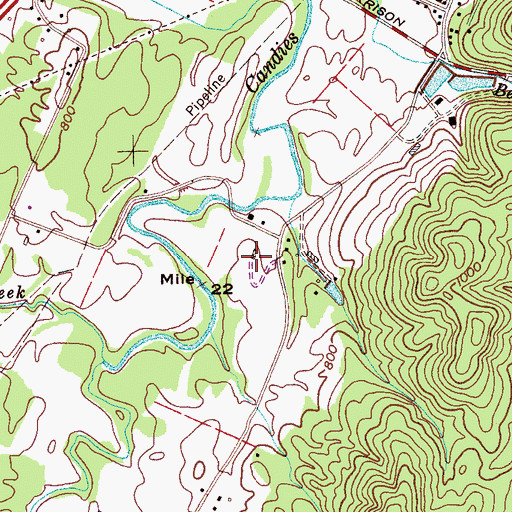 Topographic Map of Blythewood Stock Farms, TN