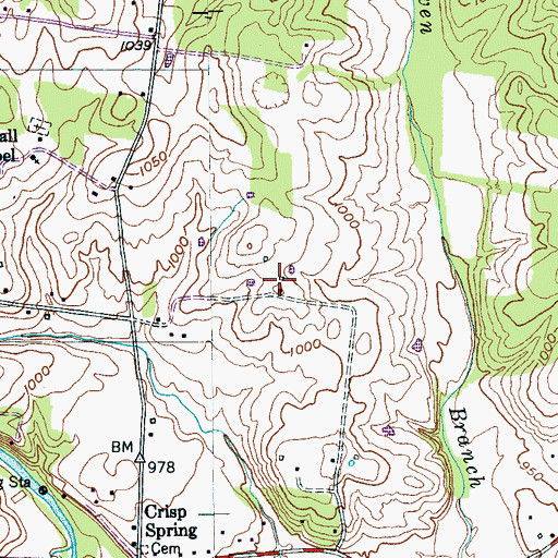 Topographic Map of Two Feathers Bison Ranch, TN