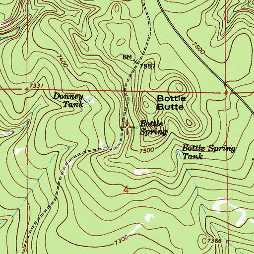 Topographic Map of Bottle Spring, AZ