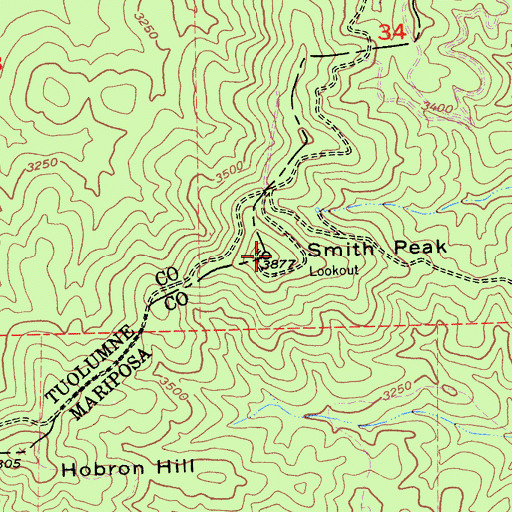Topographic Map of Smith Peak, CA