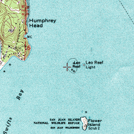 Topographic Map of Leo Reef, WA