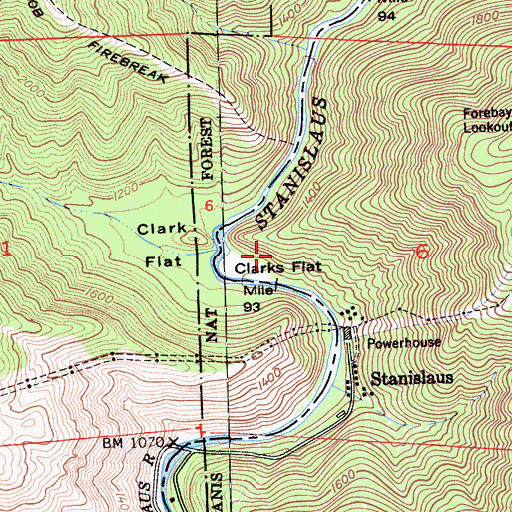 Topographic Map of Clark Flat, CA