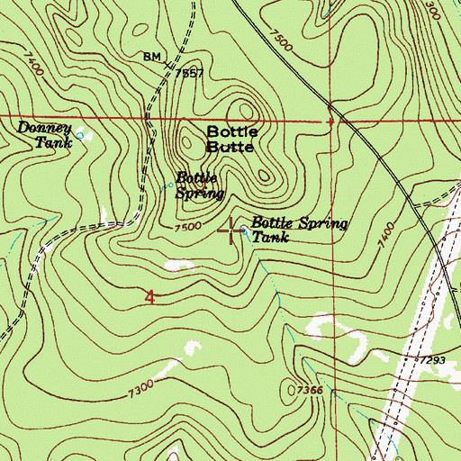 Topographic Map of Bottle Spring Tank, AZ