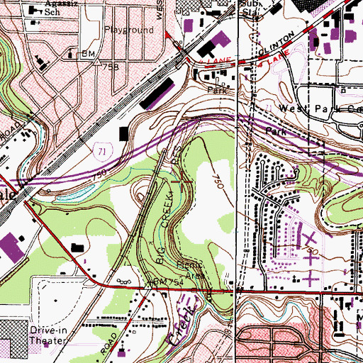 Topographic Map of West Branch Big Creek, OH