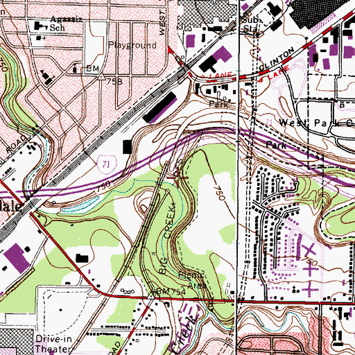 Topographic Map of East Branch Big Creek, OH