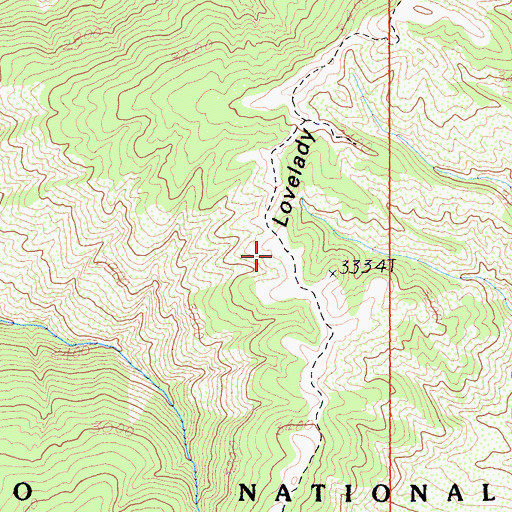 Topographic Map of Lovelady Ridge, CA