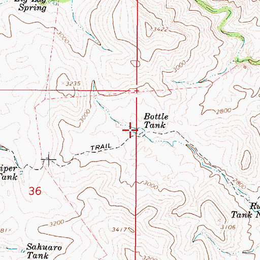 Topographic Map of Bottle Tank, AZ