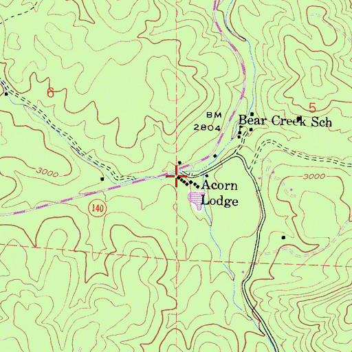 Topographic Map of Acorn Lodge, CA