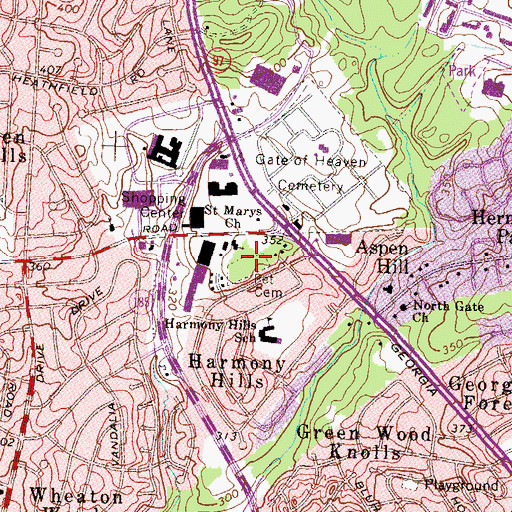 Topographic Map of Aspin Hill Pet Cemetery, MD
