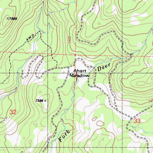Topographic Map of Ahart Meadow, CA