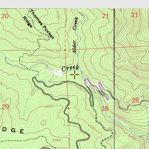 Topographic Map of Alder Creek, CA