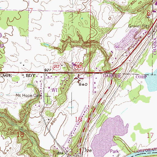 Topographic Map of Bade's Orchard, MN