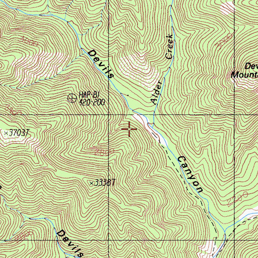 Topographic Map of Alder Creek, CA
