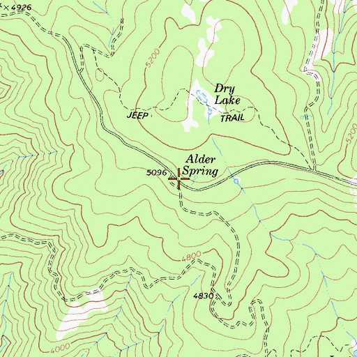 Topographic Map of Alder Spring, CA