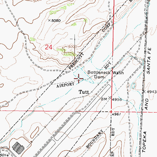 Topographic Map of Bottleneck Wash, AZ