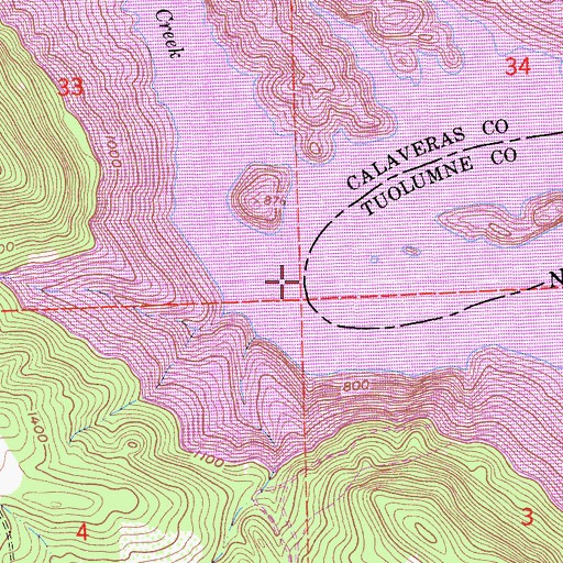 Topographic Map of Angels Creek, CA