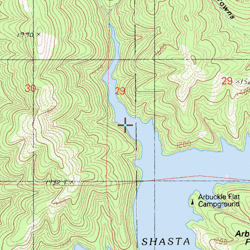 Topographic Map of Arbuckle Creek, CA