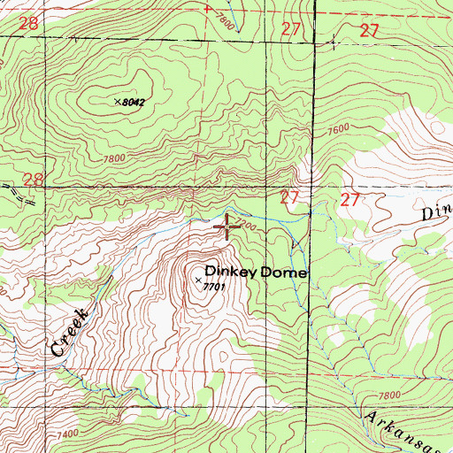 Topographic Map of Arkansas Creek, CA
