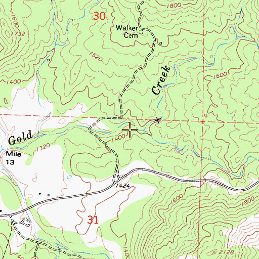 Topographic Map of Arnold Creek, CA