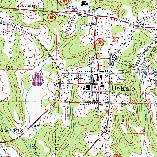 Topographic Map of De Kalb Post Office, MS