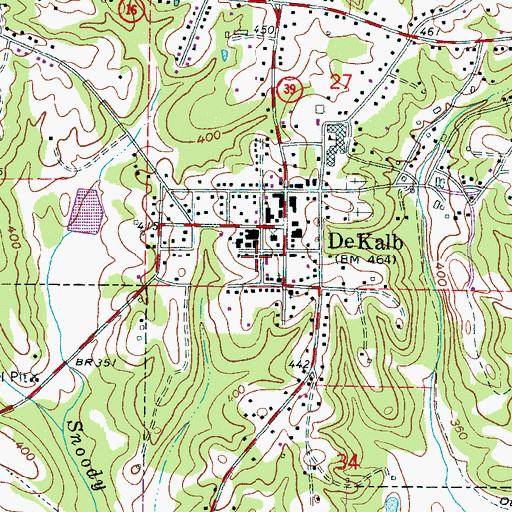Topographic Map of De Kalb Public Library, MS
