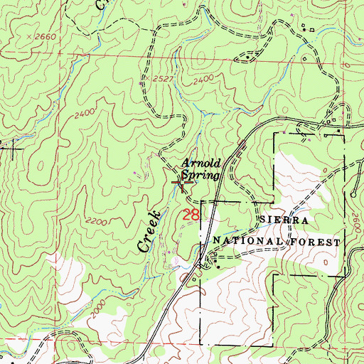 Topographic Map of Arnold Spring, CA