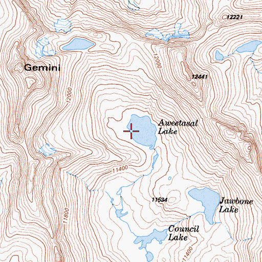Topographic Map of Aweetasal Lake, CA