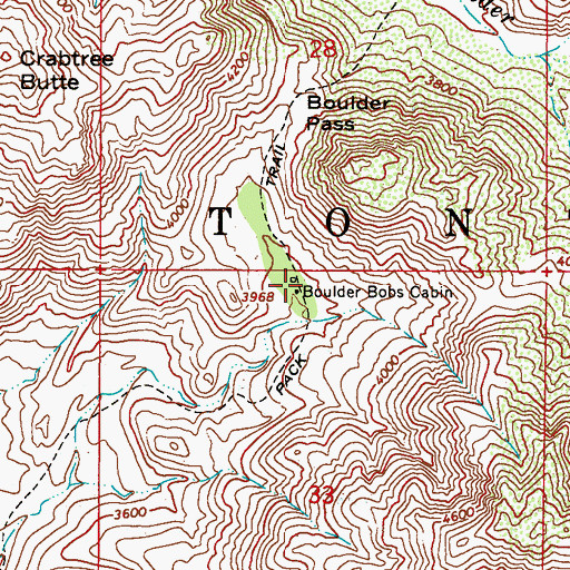 Topographic Map of Boulder Bobs Cabin, AZ