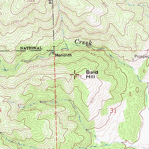 Topographic Map of Bald Hill, CA