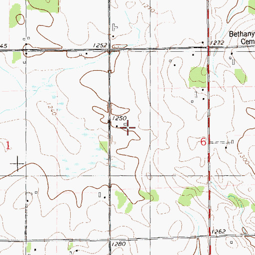 Topographic Map of Bethany Valley Farms, WI