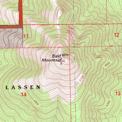 Topographic Map of Bald Mountain, CA