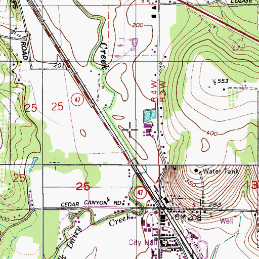 Topographic Map of White Water Farms, OR