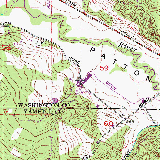Topographic Map of Mulholland Farms, OR