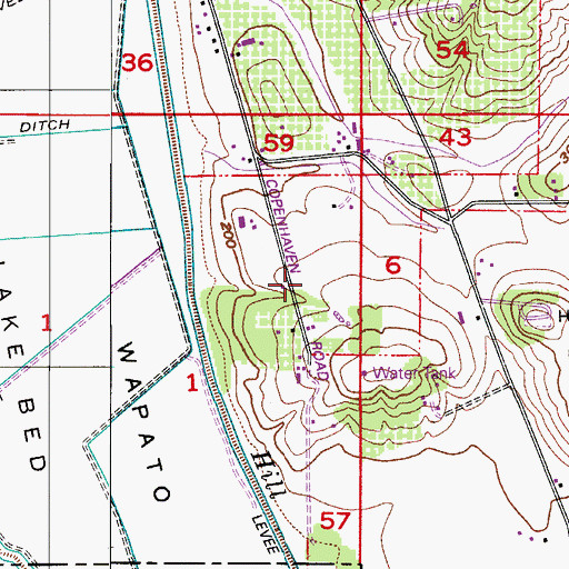 Topographic Map of Copenhaven Farms Nursery, OR