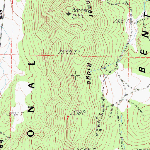Topographic Map of Banner Ridge, CA