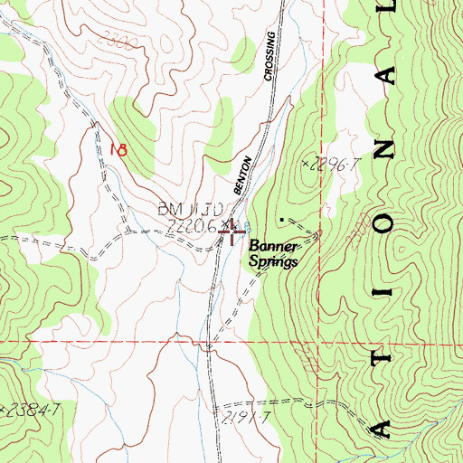 Topographic Map of Banner Springs, CA