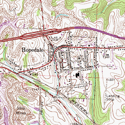Topographic Map of Hopedale United Methodist Church, OH