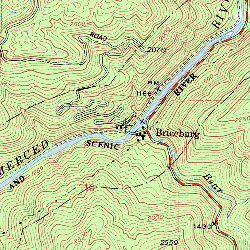Topographic Map of Bear Creek, CA