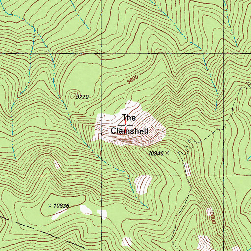 Topographic Map of The Clamshell, CO