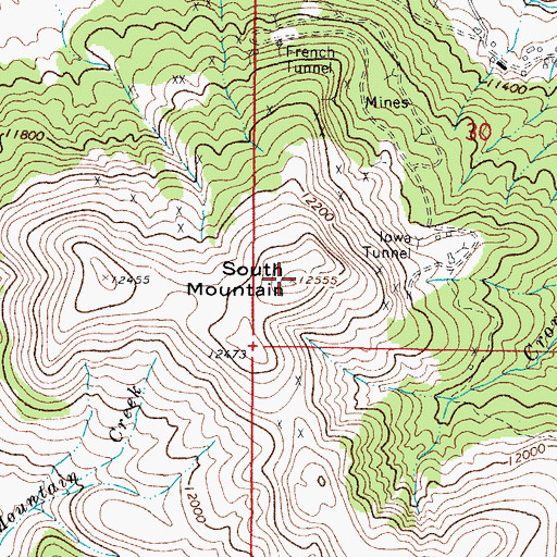 Topographic Map of South Mountain, CO