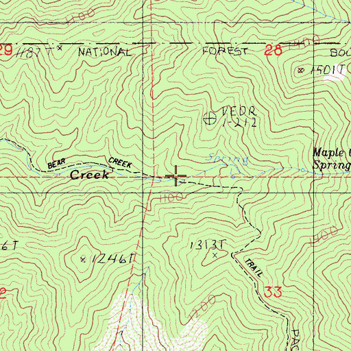 Topographic Map of Bear Creek Trail, CA